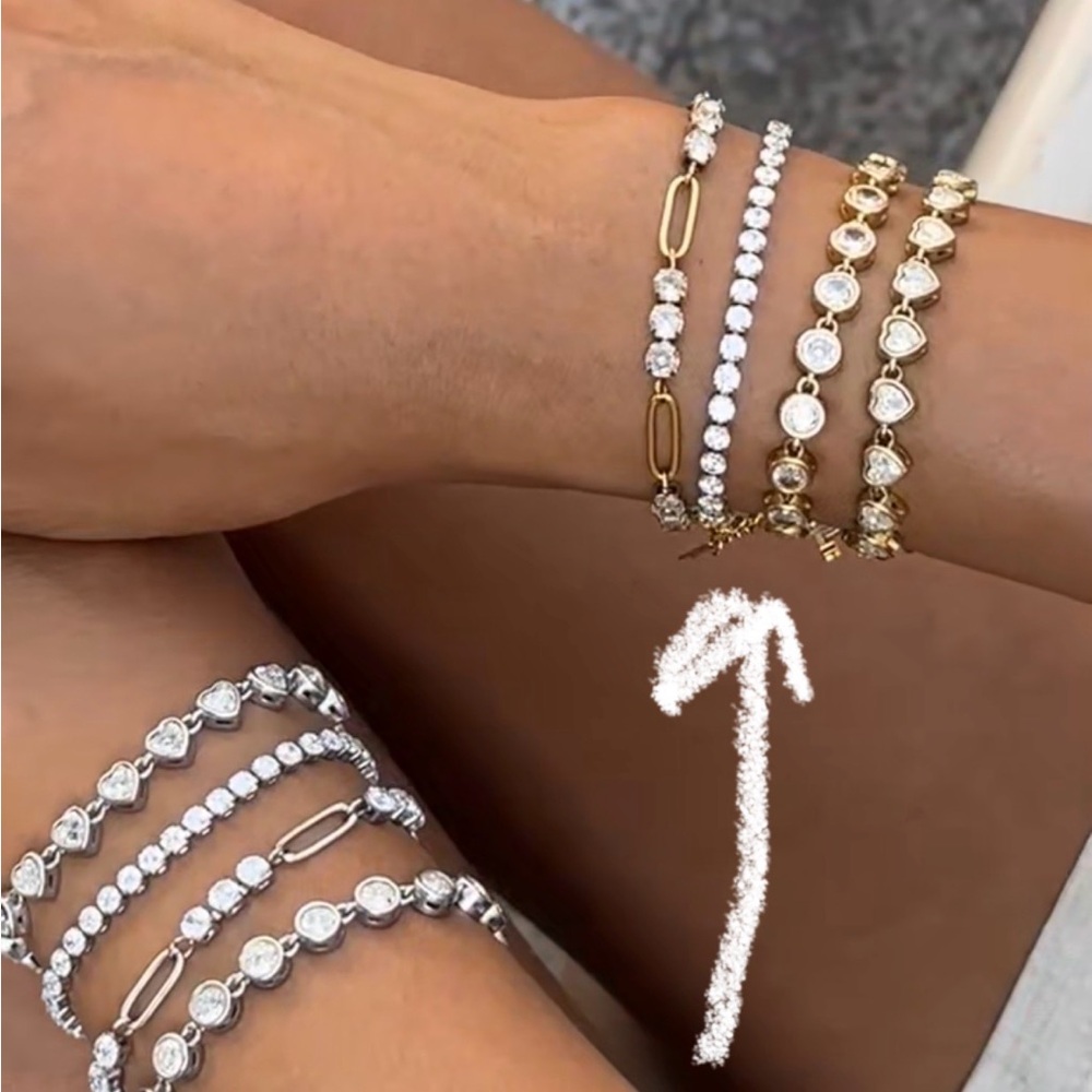 Crystal tennis new Elegant Gold and Silver Bracelet Set